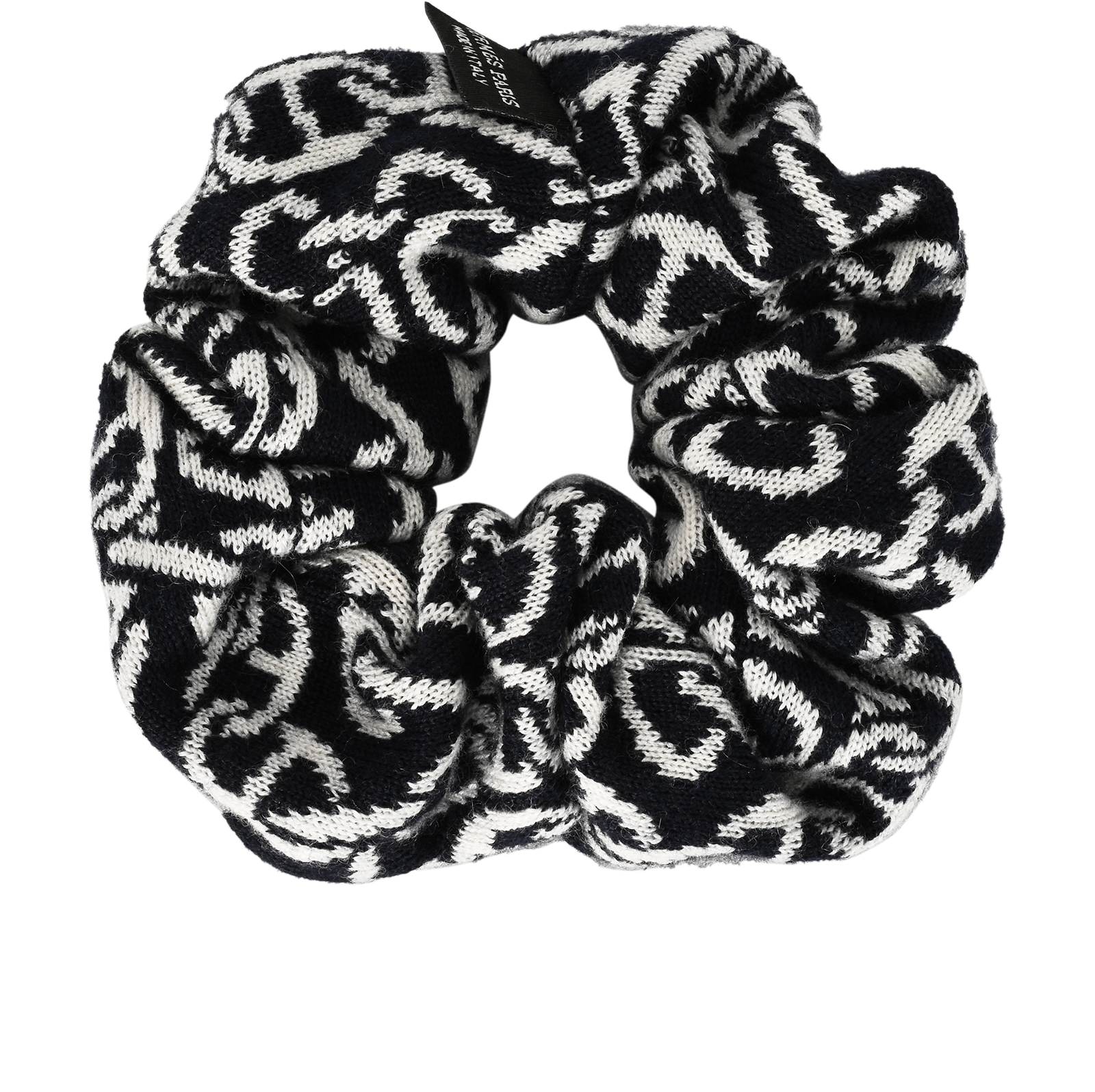 Hermes Claudia Hair Scrunchie, &pound;250, Accessories, Blue/White, Cashmere, Back view